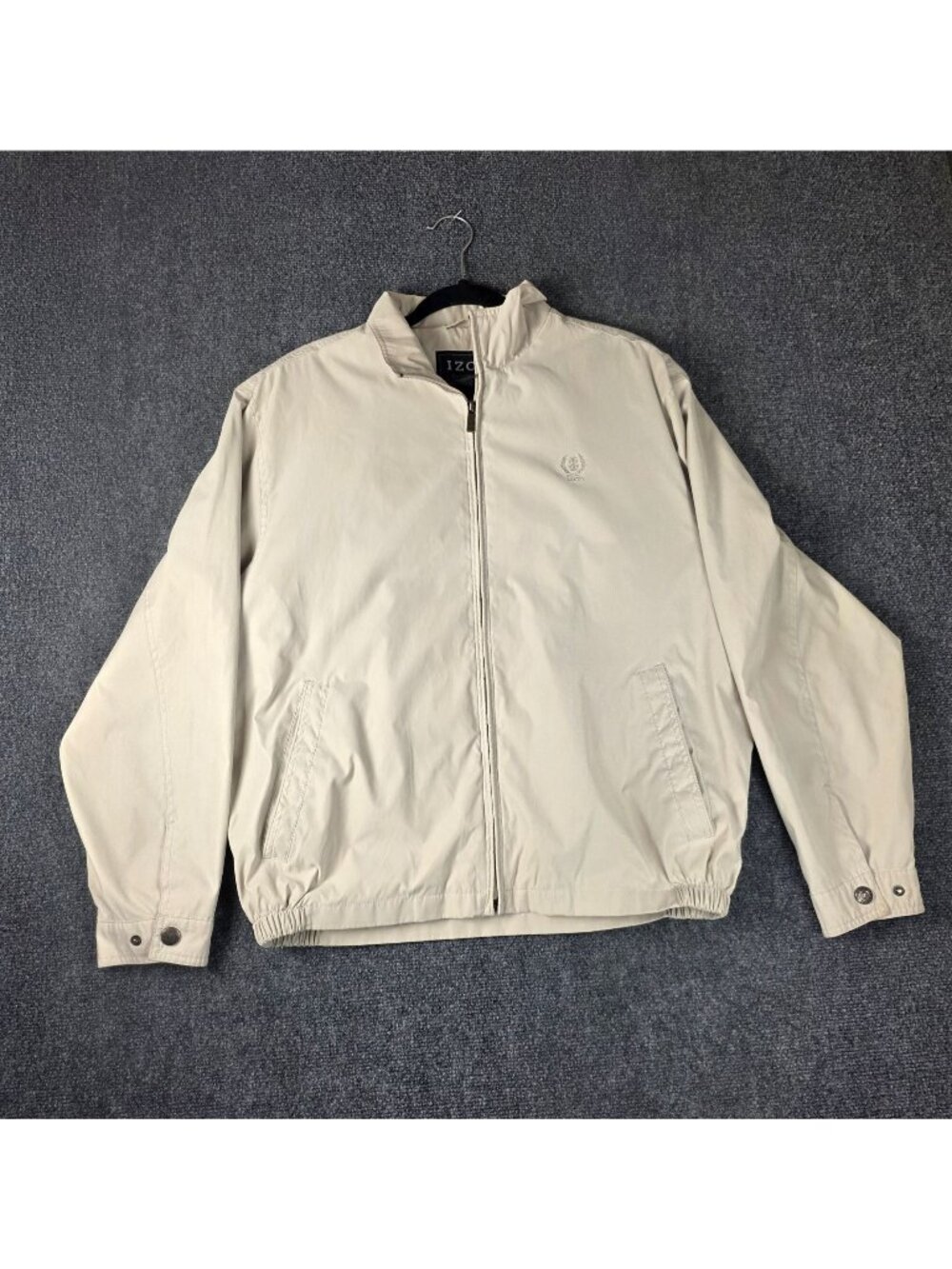 Izod Outerwear Beige Full-Zip Jacket With Embroidered Logo Medium